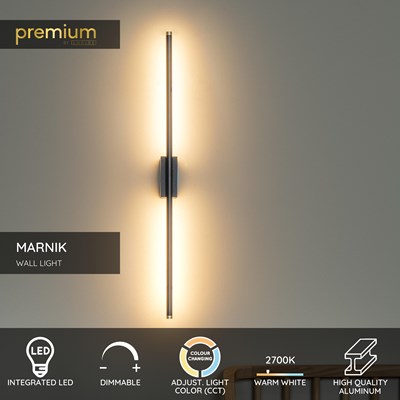 Lucide MARNIK - Wall light - LED Dim. - CCT - 1x13W 2700K/4000K - Hand Wave Sensor - Black | Premium